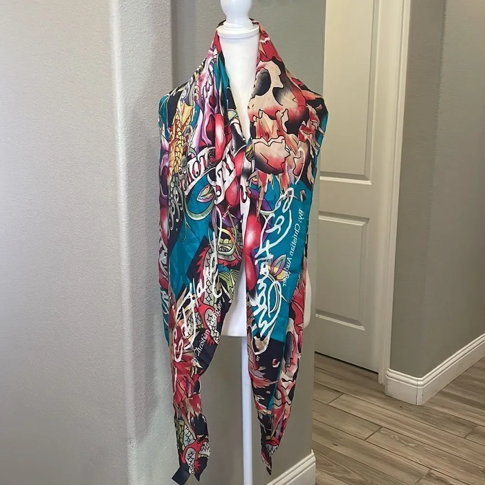 Ed Hardy Christian Audigier Silk  Scarve Love Kills Slowly
